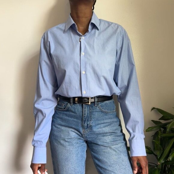 Boss Tops - Vintage Minimalist lightweight striped button down long sleeves shirt‎